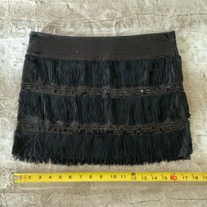 black mini skirt w/ sequins & fringe detail